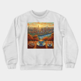 A cup of morning coffee overlooking the big city. Crewneck Sweatshirt